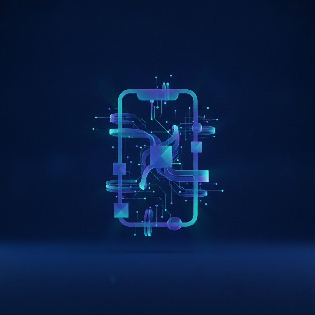 Abstract illustration of an AI engineering and mobile development studio